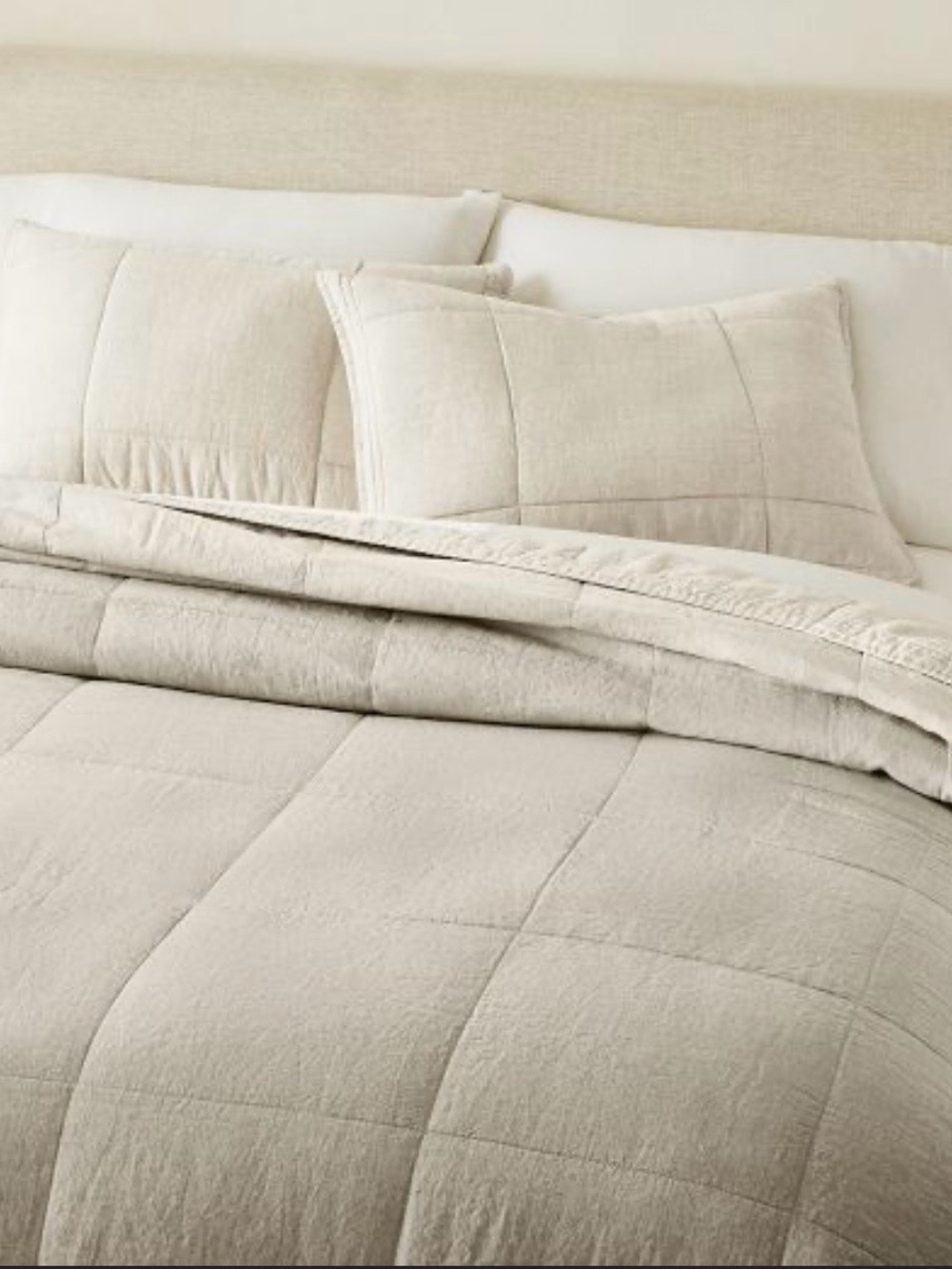 West Elm European Flax Linen Box Stitch Quilt & Sham